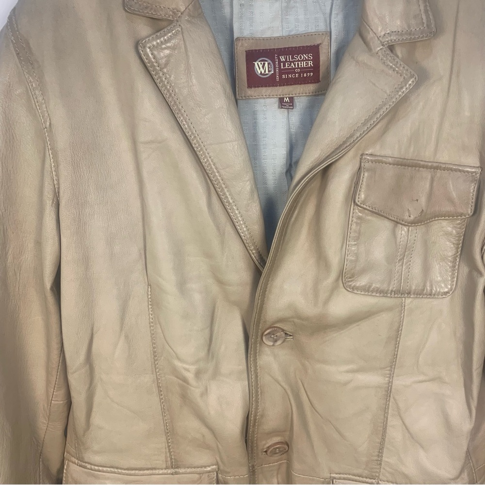 VTG Wilson’s Distressed Leather Jacket Tan Buttery Soft - Picture 12 of 16